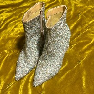 Almost new Betsy Johnson rhinestone ankle boots!